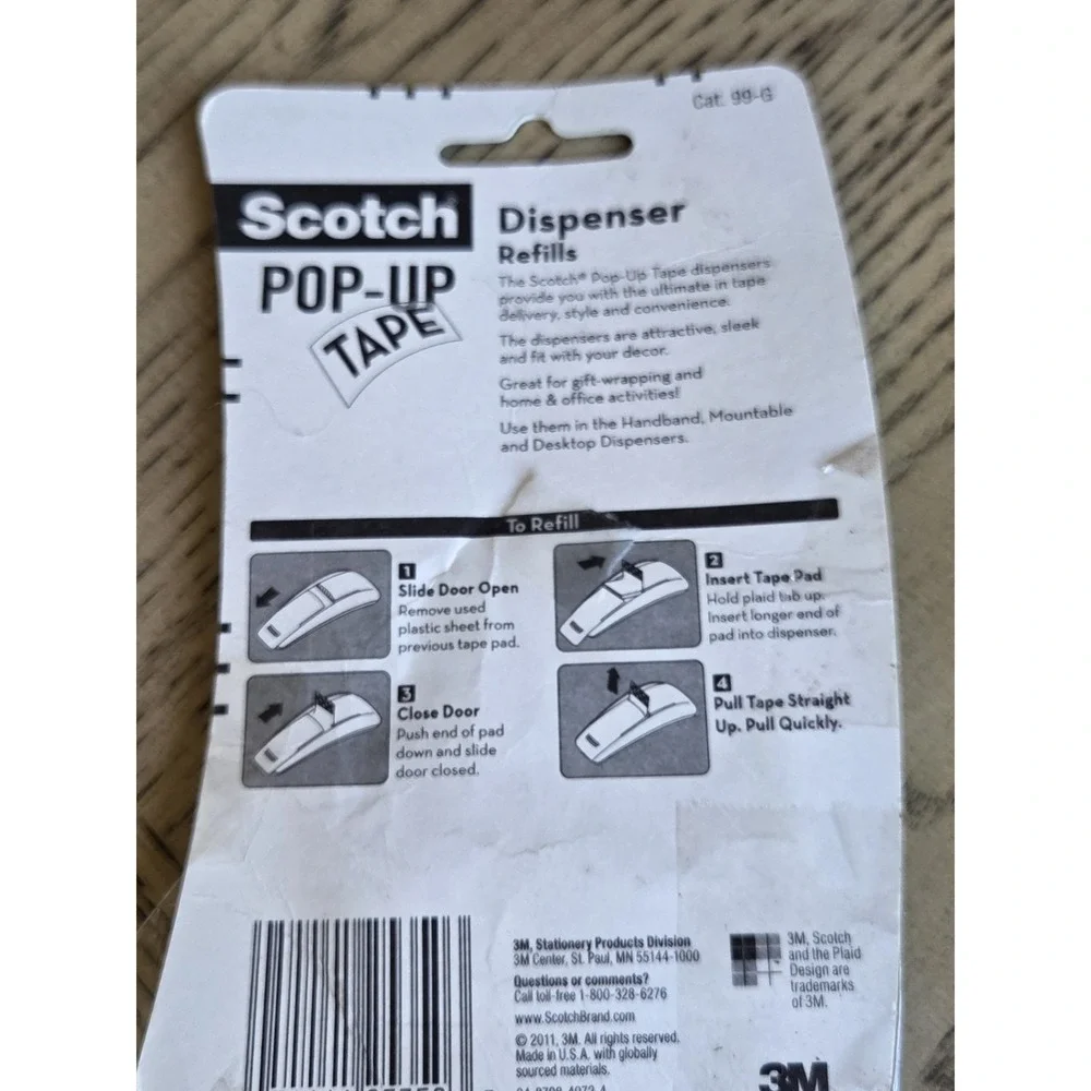 Scotch Pop Up Tape Handband Dispenser With Tape Refill Strips New Aqua Blue